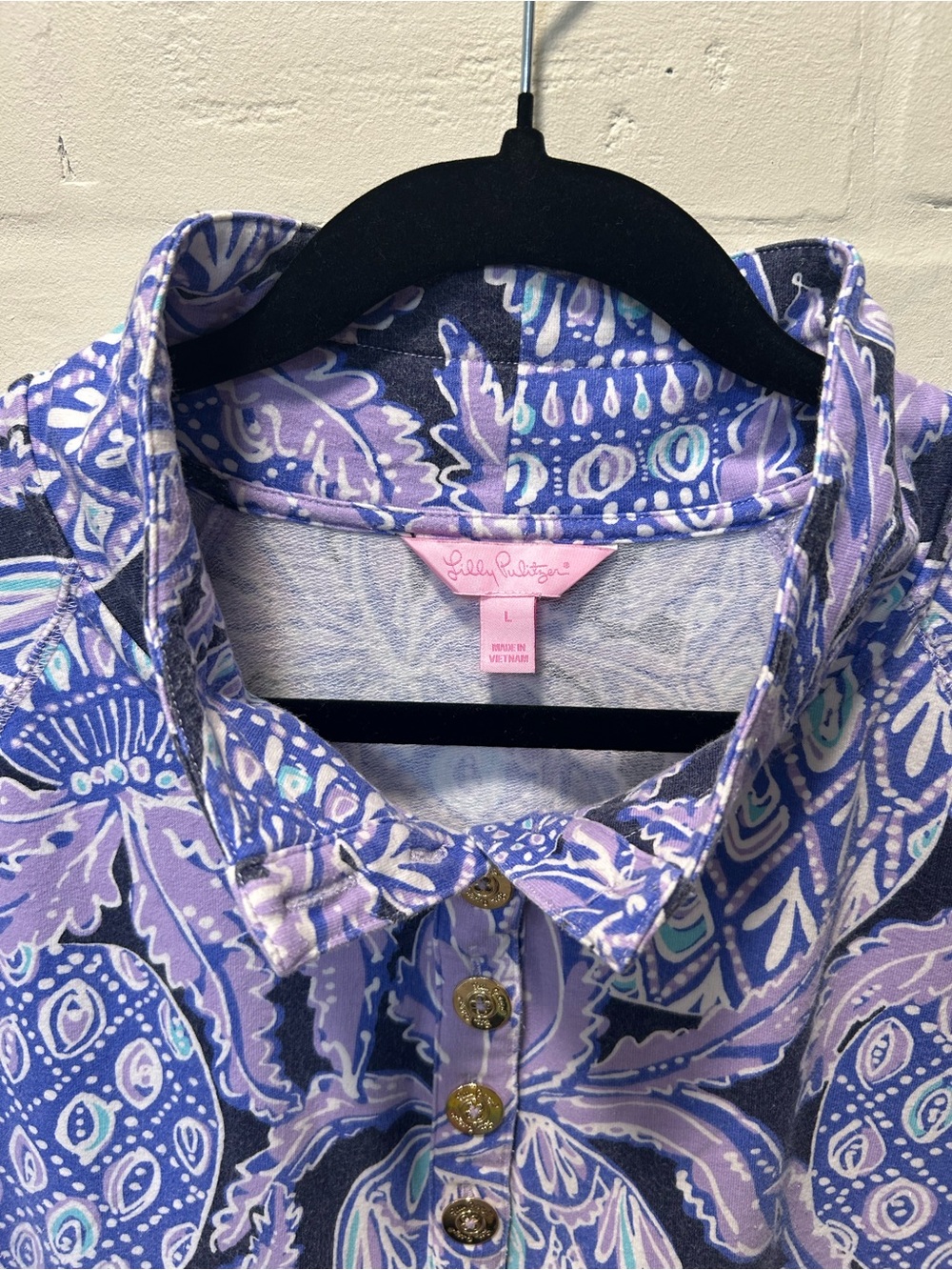 Lilly Pulitzer Coco Safari Captain Popover Long Sleeve Top L UPF 50+ Luxletic - Picture 4 of 8